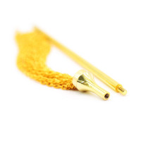 Флогер з пензликом на ланцюжку DS Fetish Golden Metal 23 см