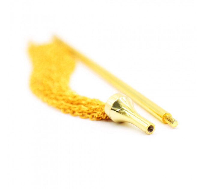 Флогер з пензликом на ланцюжку DS Fetish Golden Metal 23 см 
