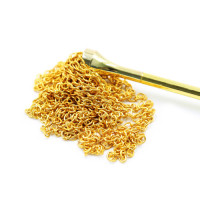 Флогер з пензликом на ланцюжку DS Fetish Golden Metal 23 см