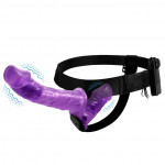 Двойной страпон с вибрацией фиолетовый - Ultra Passionate Harness Dual Vibration Purple