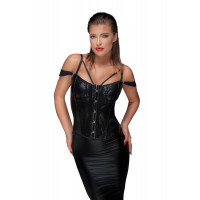 Корсет виниловый с гипюровой отделкой Noir Handmade F159 черный, L