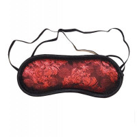 Маска на очі м'яка, з червоною вишивкою, чорна