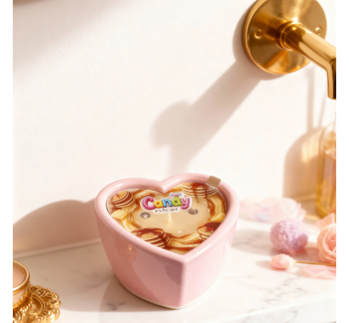 Масажна свічка з ароматом панкейка Candy Pancake у формі серця, 70 мл