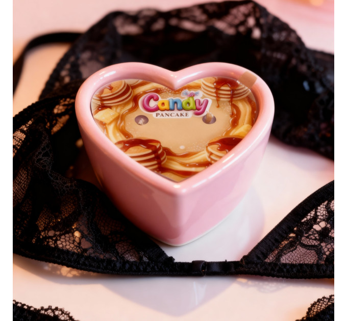 Масажна свічка з ароматом панкейка Candy Pancake у формі серця, 70 мл