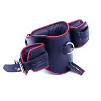 Нашийник анатомічний з наручниками DS Fetish чорний з червоним рядком (Голландія)