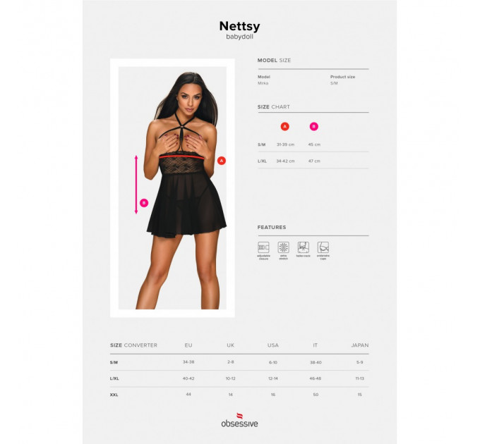 Пеньюар Obsessive Nettsy Babydoll L/XL