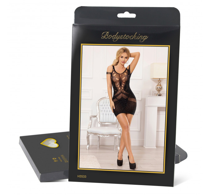 Платье с украшениями в виде страз Star Night черное XS-M