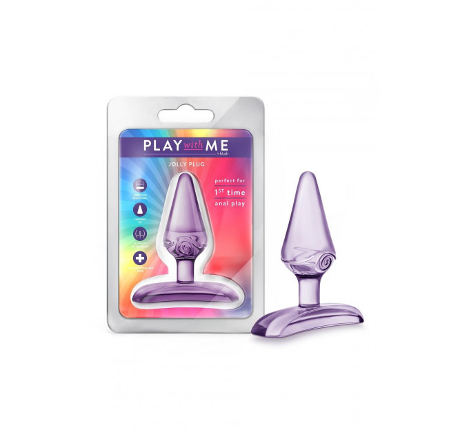 Силиконовая анальная пробка Blush Play With Me конусной формы, фиолетовая
