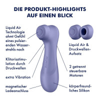 Вакуумный стимулятор клитора Satisfyer Pro 2 Generation 3 (в наборе две силикон. насадки), лиловый