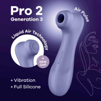 Вакуумный стимулятор клитора Satisfyer Pro 2 Generation 3 (в наборе две силикон. насадки), лиловый