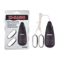 Виброяйца с пультом Chisa Hi-Basic Dual Delight Vibrating Bullets, серебристые