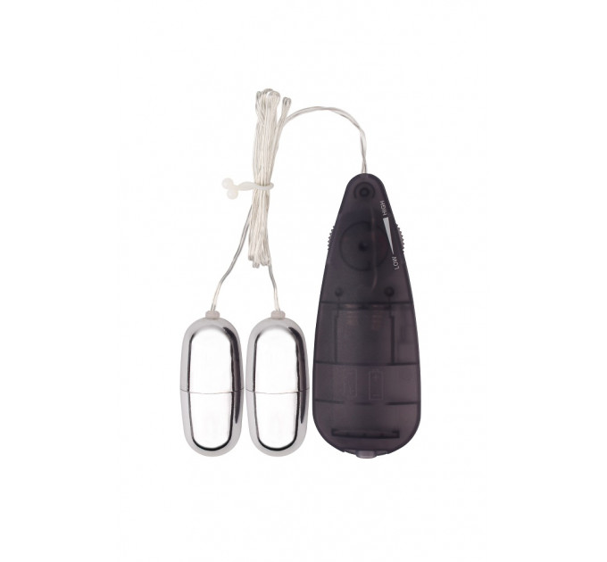 Виброяйца с пультом Chisa Hi-Basic Dual Delight Vibrating Bullets, серебристые