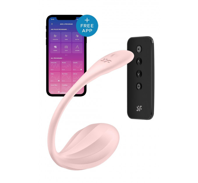 Вібратор в трусики Satisfyer Ribbed Petal з додатком та пультом, рожевий