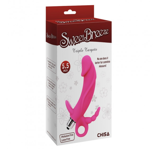 Вибромассажер для тройной стимуляции рельефный Chisa Sweet Breeze Triple Targets, розовый