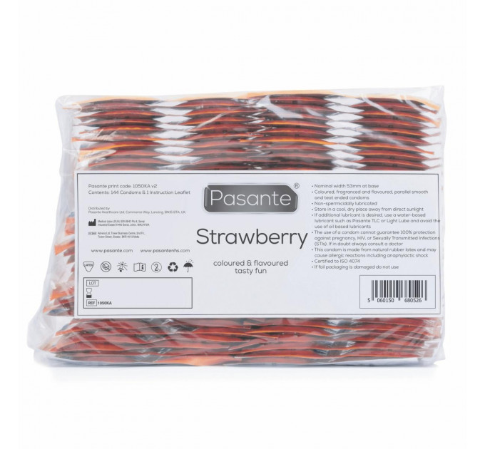 Презервативы оральные Pasante Strawberry Flavour, 144 шт