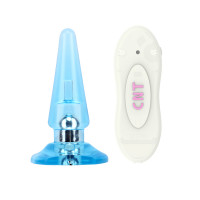 Анальная пробка с вибрацией и пультом Chisa Hi-Basic NICOLE'S голубая