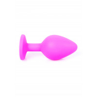 Анальная пробка с голубым кристаллом Plug-Jewellery Pink Silicon PLUG Medium- Light Blue Diamond