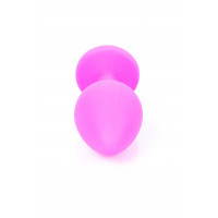Анальная пробка с голубым кристаллом Plug-Jewellery Pink Silicon PLUG Medium- Light Blue Diamond