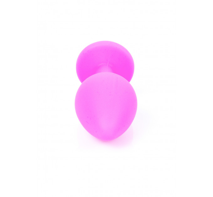 Анальная пробка с голубым кристаллом Plug-Jewellery Pink Silicon PLUG Medium- Light Blue Diamond