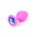 Анальная пробка с голубым кристаллом Plug-Jewellery Pink Silicon PLUG Medium- Light Blue Diamond