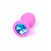 Анальная пробка с голубым кристаллом Plug-Jewellery Pink Silicon PLUG Medium- Light Blue Diamond