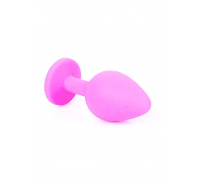 Анальная пробка с голубым кристаллом Plug-Jewellery Pink Silicon PLUG Medium- Light Blue Diamond