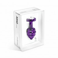Анальная пробка с камнем Diogol Ano Butt Plug Geribbeld Paars 35 mm