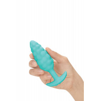Анальная пробка с вибрацией B-Vibe Texture Bump, рельефная,голубая