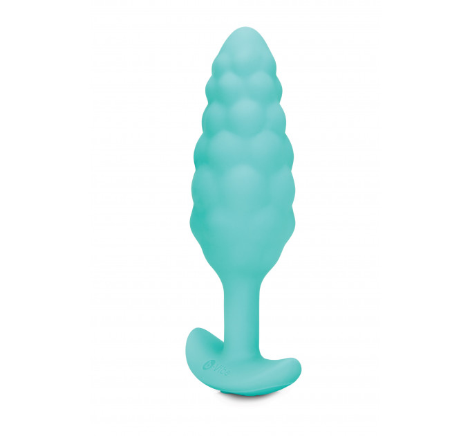 Анальная пробка с вибрацией B-Vibe Texture Bump, рельефная,голубая