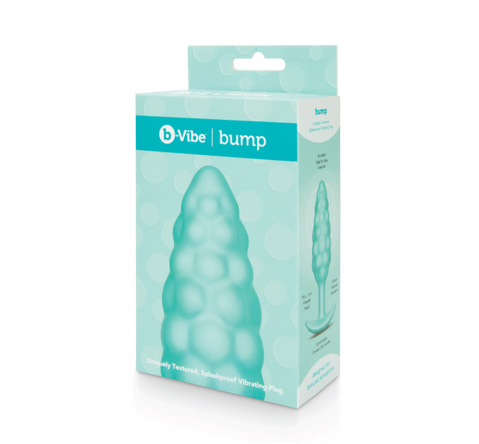 Анальная пробка с вибрацией B-Vibe Texture Bump, рельефная,голубая