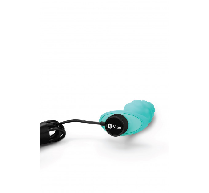 Анальная пробка с вибрацией B-Vibe Texture Bump, рельефная,голубая