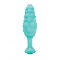 Анальная пробка с вибрацией B-Vibe Texture Bump, рельефная,голубая