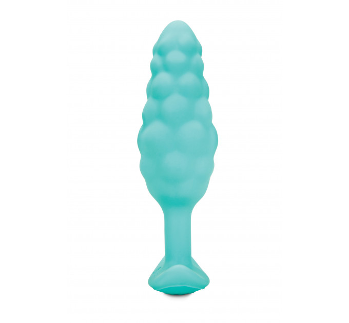 Анальная пробка с вибрацией B-Vibe Texture Bump, рельефная,голубая