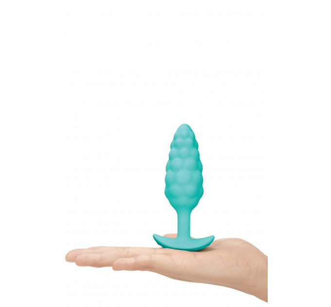 Анальная пробка с вибрацией B-Vibe Texture Bump, рельефная,голубая