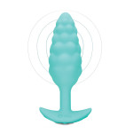 Анальная пробка с вибрацией B-Vibe Texture Bump, рельефная,голубая