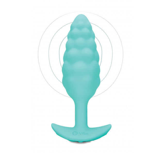 Анальная пробка с вибрацией B-Vibe Texture Bump, рельефная,голубая