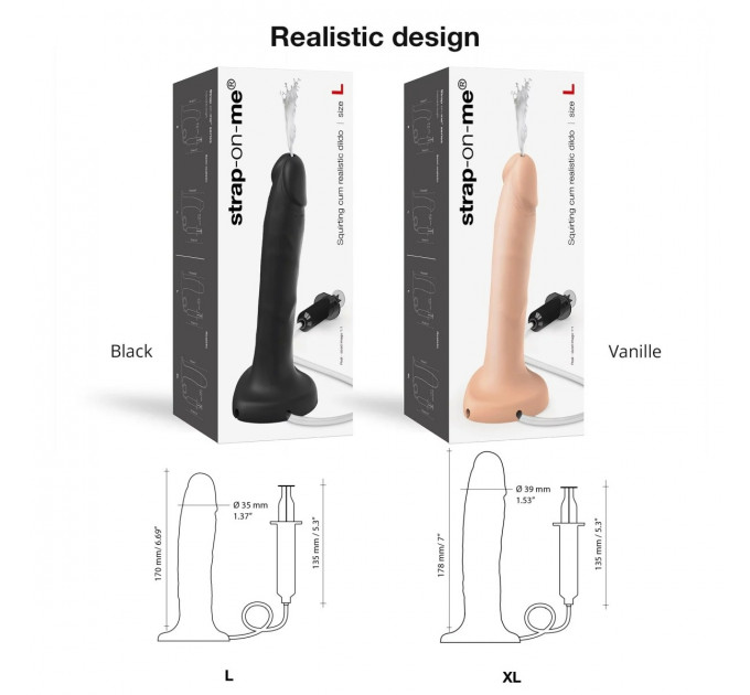 Фаллоимитатор с эффектом семяизвержения, реалистичный,телесный , XL Strap-On-Me