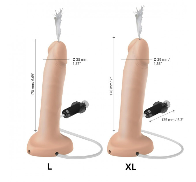 Фаллоимитатор с эффектом семяизвержения, реалистичный,телесный , XL Strap-On-Me