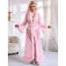 Халатик полупрозрачный Star Night с имитацией меха и поясом, розовый, M-L