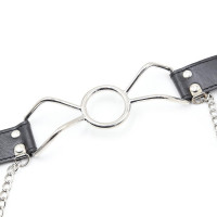 Кляп-кольцо с зажимами для сосков DS Fetish Ring gag with nipple clamps S metal