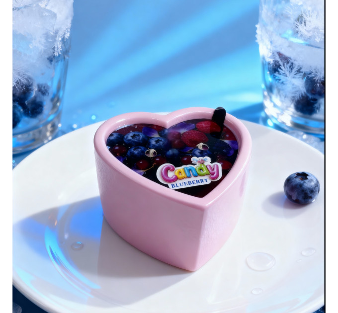 Масажна свічка з ароматом чорниці Candy Blueberry у формі серця, 70 мл