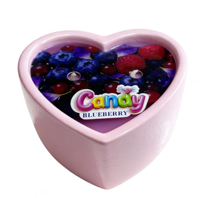 Масажна свічка з ароматом чорниці Candy Blueberry у формі серця, 70 мл