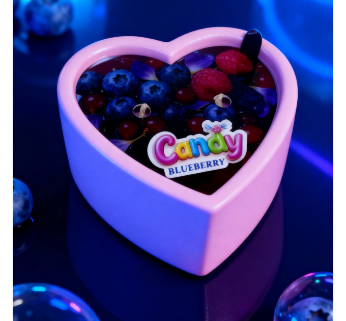 Масажна свічка з ароматом чорниці Candy Blueberry у формі серця, 70 мл