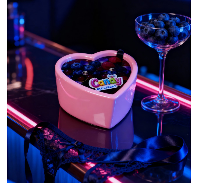 Масажна свічка з ароматом чорниці Candy Blueberry у формі серця, 70 мл