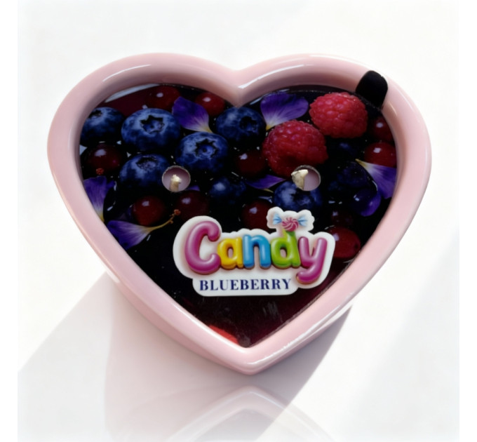 Масажна свічка з ароматом чорниці Candy Blueberry у формі серця, 70 мл