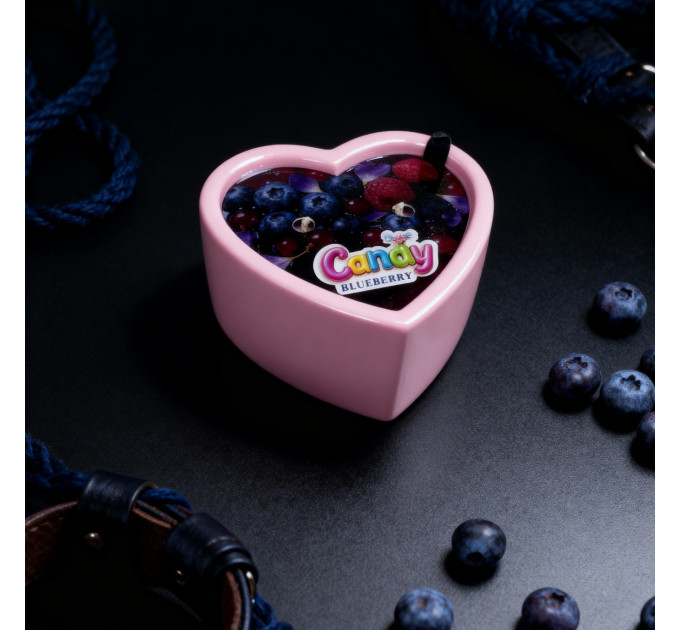 Масажна свічка з ароматом чорниці Candy Blueberry у формі серця, 70 мл