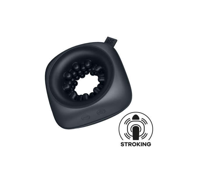 Мастурбатор-кільце з рельєфом Satisfyer Ring Stroker та вібрацією, чорний