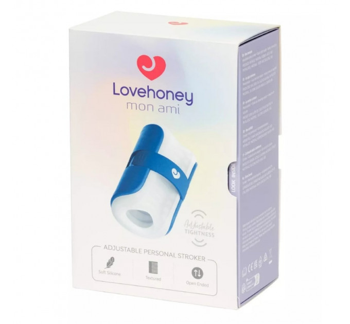 Мастурбатор Lovehoney Mon Ami Adjustable с открытым каналом, бело-голубой