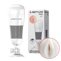 Мастурбатор-вагина в колбе на присоске, с вибрацией, Pretty Love белый, 20.5 х 8.6 см
