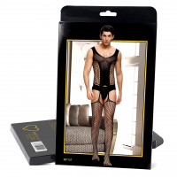 Чоловічий бодістокінг сітка Star Night з імітацією панчохи, чорний, L-2XL